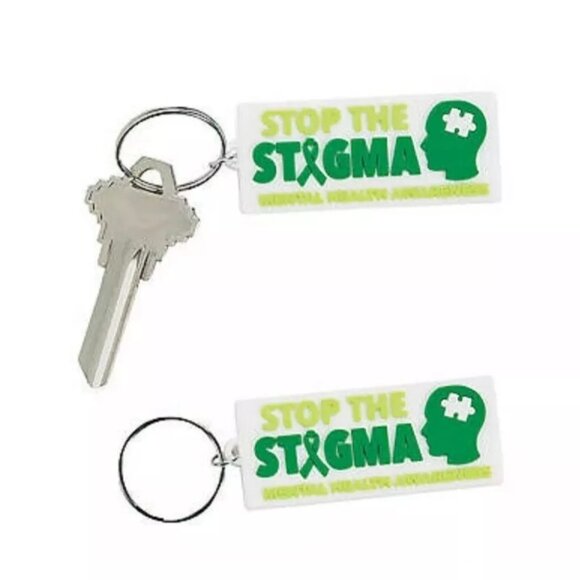 Set of 12 Mental Health Awareness Rubber Keychains Stop the Stigma 2 1/2" - Picture 2 of 2